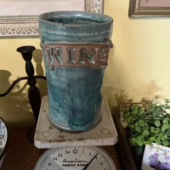 Handmade Glazed Pottery Wine Chiller - Picture 4 of 15